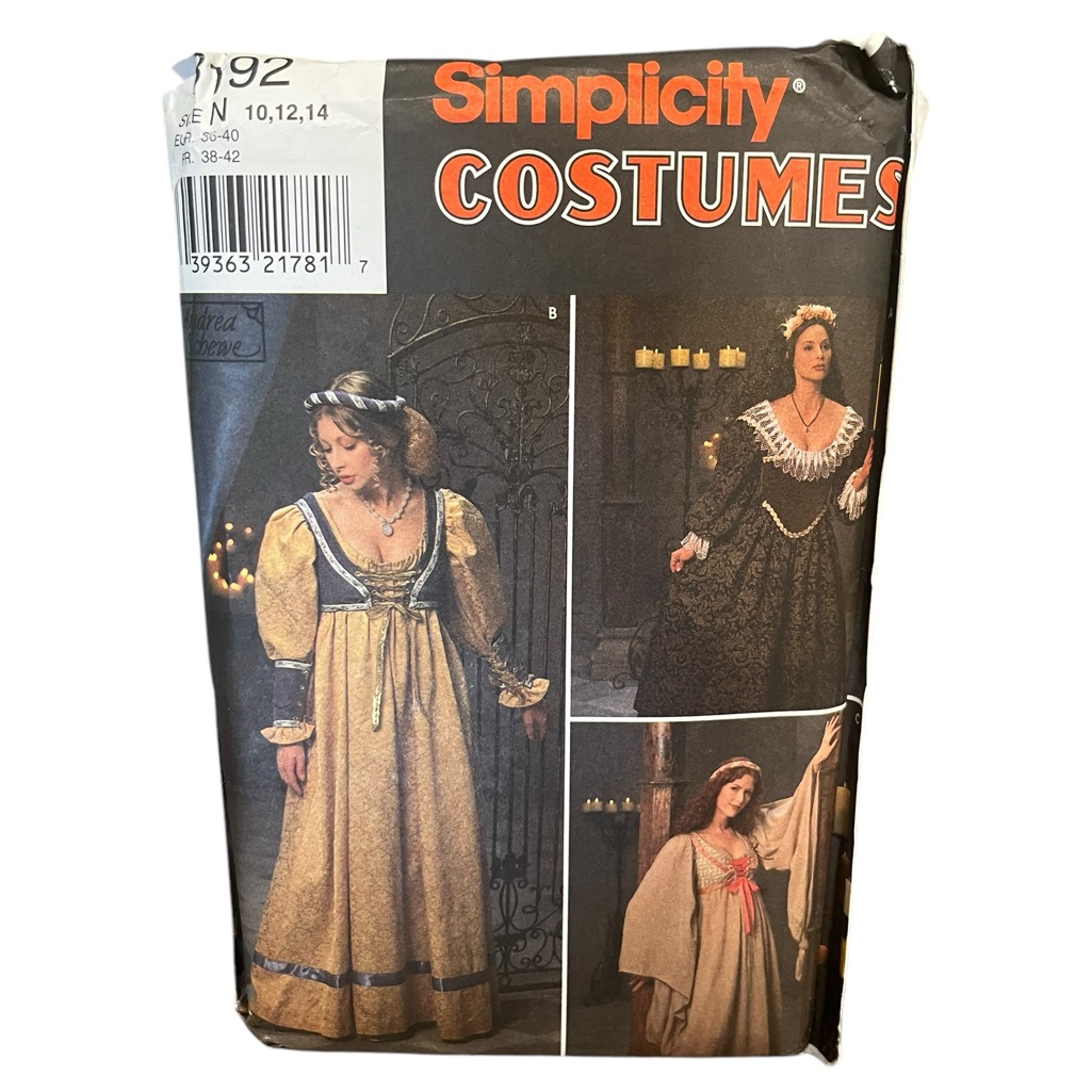 Simplicity Costumes Pattern 8192 Renaissance Womens Sz N 101214 Uncut